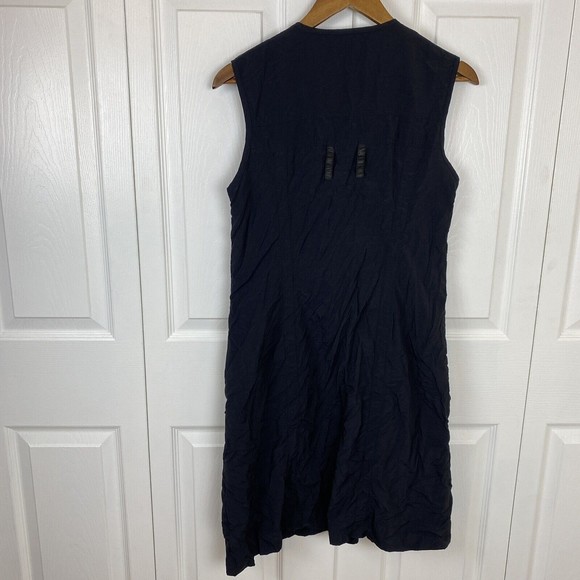 Annie Thompson Size 12 Black Cargo Dress Shift Artsy Art to Wear Utility Zipper - Picture 4 of 5